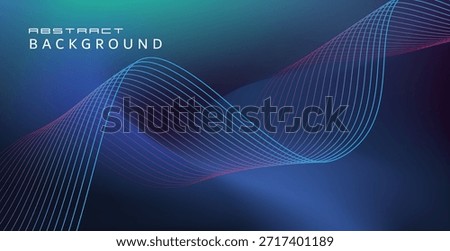 This is an abstract graphic background with line art that gives a modern and energetic feel.
A gradient between deep blue, turquoise, and light red, paired with a blue-black background, creates depth and dimension.
Multiple, beautifully curved lines create a gradient from light blue to magenta, adding movement.
Thin lines overlap in long waves from left to right, giving the image a fluid look.
The background is blurred and has soft shadows so that the text or graphics in the foreground are not obscured.