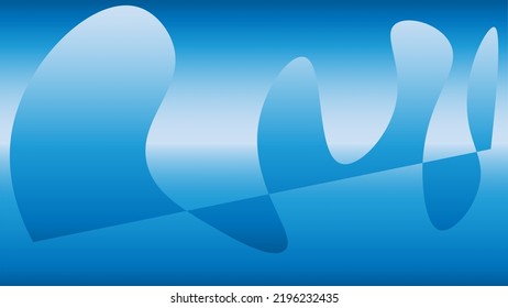 This is an abstract illustration of blue waves on a white-blue background of the sky