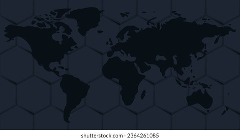 This abstract illustration features a modern design and a 3D effect on a black background. The mosaic pattern and geometric shapes create an impression of complex structure and depth.