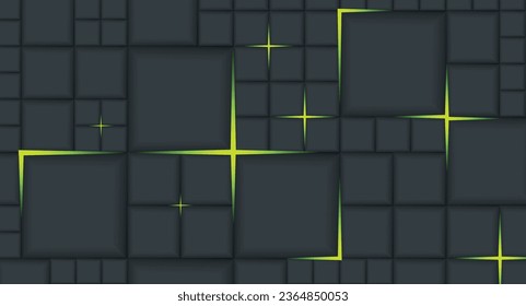 Esta ilustración abstracta presenta un diseño moderno y un efecto 3D sobre un fondo negro. El patrón de mosaico y las formas geométricas crean una impresión de estructura y profundidad complejas.