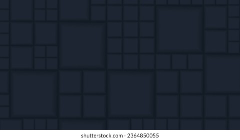 Diese abstrakte Illustration zeichnet sich durch ein modernes Design und einen 3D-Effekt auf schwarzem Hintergrund aus. Das Mosaikmuster und die geometrischen Formen schaffen einen Eindruck von komplexen Strukturen und Tiefe.