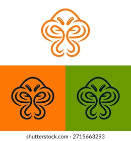 Esta ilustración abstracta presenta una forma simétrica con líneas en bucle. El diseño se presenta sobre tres fondos de colores diferentes. La obra de arte muestra un estilo limpio, con un enfoque en la simplicidad y el impacto visual. Adecuado para una variedad de aplicaciones comerciales y de diseño.