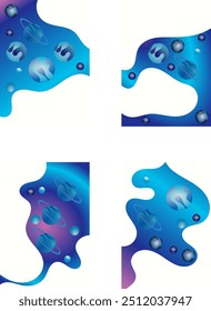 Esta arte de imagem abstrata apresenta quatro formas orgânicas interconectadas em tons de azul roxo e branco