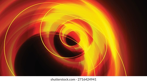 Esta Imagen abstracta presenta un vórtice hipnotizante de vibrantes tonos amarillos y rojos profundos, superpuesto con delicadas líneas circulares amarillas brillantes, creando un visual dinámico y enérgico para la creatividad