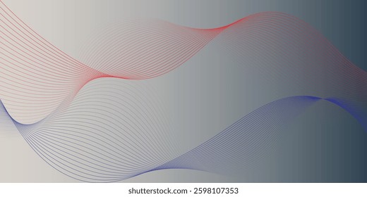 This abstract image features overlapping lines of red and blue, creating a dynamic wave-like effect.