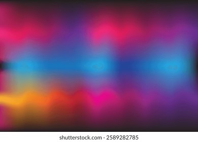 This is an abstract image with a grainy, textured appearance, dominated by blended hues of purple, pink, blue, and yellow