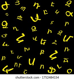 This is an abstract image on a dark background with  yellow letters. Image can be used as design element, in the interior, packaging, cover for notebook, print and etc.