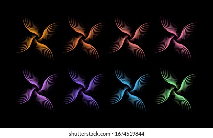 This abstract line art design is made from a simple form that is transformed into a more complex, colorful and unique form. It is suitable for icons, symbols, logos, backgrounds or templates.