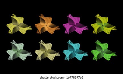 This abstract line art design is made from a simple form that is transformed into a more complex, colorful and unique form. It is suitable for icons, symbols, logos, backgrounds or templates.