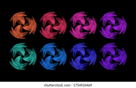 This abstract line art design is made from a simple form that is transformed into a more complex, colorful and unique form. It is suitable for icons, symbols, logos, backgrounds or templates.
