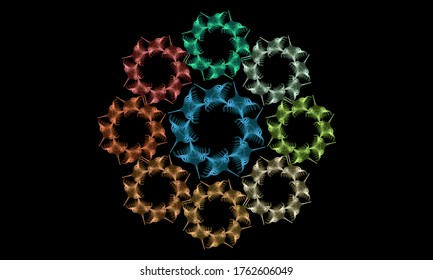 Este diseño de líneas abstractas está hecho de una forma sencilla que se transforma en una forma más compleja, colorida y única. Es adecuado para iconos, símbolos, logotipos, fondos o plantillas.
