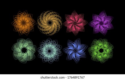 This abstract line art design is made from a simple form that is transformed into a more complex, colorful and unique form. It is suitable for icons, symbols, logos, backgrounds or templates.
