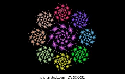 Este diseño de líneas abstractas está hecho de una forma sencilla que se transforma en una forma más compleja, colorida y única. Es adecuado para iconos, símbolos, logotipos, fondos o plantillas.
