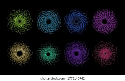 This abstract line art design is made from a simple form that is transformed into a more complex, colorful and unique form. It is suitable for icons, symbols, logos, backgrounds or templates.
