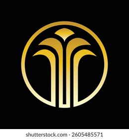 this is an abstract logo design of a tree on a circle shape that looks elegant on a gold color. The design looks clean on a white background and can be used as a jewelry product logo.