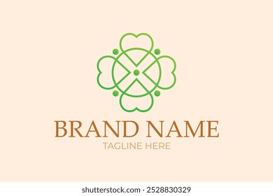 This abstract nature logo features fluid, organic shapes with refined gold accents. Minimalist yet elegant, it’s ideal for brands that blend sustainability with luxury.