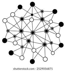 Este design de rede abstrato apresenta pontos coloridos conectados em um padrão dinâmico, perfeito para visuais inspirados em tecnologia, designs da Web e projetos digitais modernos.