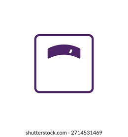 Este contorno quadrado roxo abstrato representa uma escala de peso, simbolizando um foco na saúde e bem-estar. O indicador simples sugere monitoramento e equilíbrio, incentivando um estilo de vida saudável. O