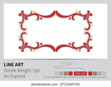Este padrão geométrico abstrato vermelho e bege cria uma borda decorativa e design central.