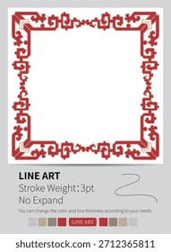 Este diseño abstracto de flores rojas y blancas ilustra un audaz motivo circular rodeado de puntos.