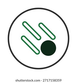 This is an abstract representation of a comet hurtling through space. It's conveyed through green geometric shapes suggesting speed, movement, and forward direction. Perfect for projects related to