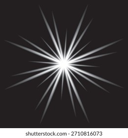 Este es un diseño abstracto de estallido estelar con líneas blancas irradiantes que emanan de un punto central, establecido sobre un fondo oscuro. La Imagen tiene una sensación moderna y dinámica.