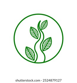 Este es un icono abstracto de árbol con hojas. Se puede utilizar para una variedad de propósitos, como un logotipo o una ilustración.
