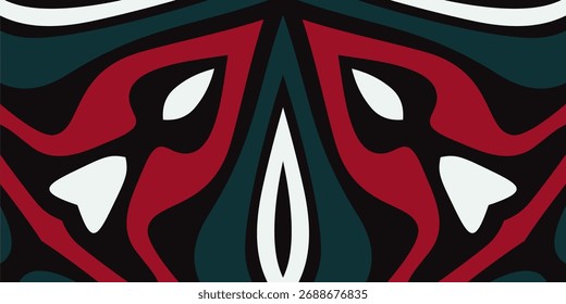 This abstract vector background features a striking symmetrical design in bold colors.