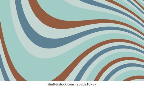 This abstract vector background showcases flowing lines that create a dynamic, wavy pattern in shades of blue, brown, and teal, ideal for various creative applications