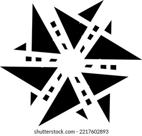 This is an abstract vector graphic design. Designs can be used as design elements for images, logos, clips, icons, and more. This design is radial and has a black color.