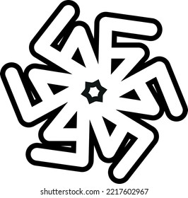This is an abstract vector graphic design. Designs can be used as design elements for images, logos, clips, icons, and more. This design is radial and has a black color.