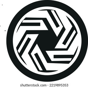 This is an abstract vector graphic design. Designs can be used as design elements for images, logos, clips, icons, and more. This design is radial and has a black color.