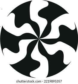 This is an abstract vector graphic design. Designs can be used as design elements for images, logos, clips, icons, and more. This design is radial and has a black color.