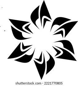 Das ist ein abstraktes Vektorgrafik-Design. Designs können als Design-Elemente für Bilder, Logos, Clips, Symbole und mehr verwendet werden. Dieses Design ist radial und hat eine schwarze Farbe.