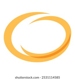 This abstract vector graphic features a dynamic double circle swirl in a warm gold gradient