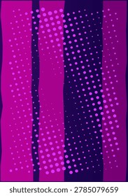 This is an abstract vector illustration featuring vertical stripes in varying shades of pink and purple, with a halftone dot pattern. The design creates a bold and colorful background.
