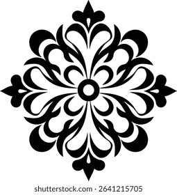 This abstract vintage floral frame features an ornate, round vector design with a decorative flower pattern, perfect for an antique-style border illustration
