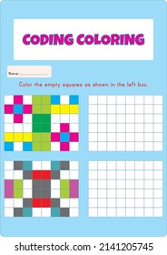 This activity sheet is about coloring the squares