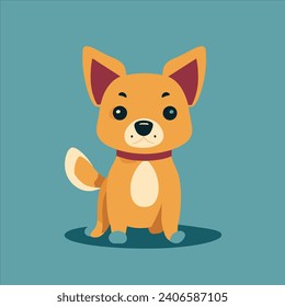 This adorable brown dog looks so comfortable sitting on top of the vibrant blue floor.