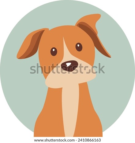 This adorable brown and white dog is patiently posing in front of a mesmerizing blue circle.