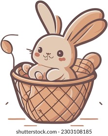 This adorable bunny with its fluffy fur and floppy ears is hopping around in a beautiful meadow graphic, clip art, greeting, festive, kid, outline, print, celebrate, doodle, hiding, minimal, pet, seas