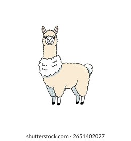 Este adorável desenho animado alpaca apresenta lã fofo e um sorriso amigável. Perfeito para livros infantis, projetos com temas animais e desenhos divertidos.