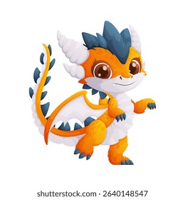 This adorable cartoon dragon, featuring orange and white colors, brings joy and whimsy to any design. Perfect for childrens books, animation, or fantasythemed projects.