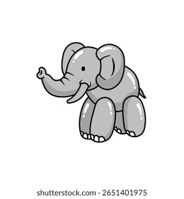 This adorable cartoon elephant features a playful expression and oversized ears, making it perfect for kids' illustrations, educational materials, and fun designs.