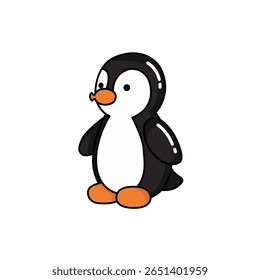 Este adorável pinguim de desenho animado apresenta um corpo redondo e um design divertido, tornando-o perfeito para temas infantis e ilustrações de inverno.