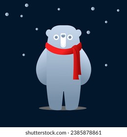 This adorable cartoon polar bear is the perfect addition to any winter-themed project. With its bright red scarf, it adds a pop of color and personality to any design. Use it on greeting cards.