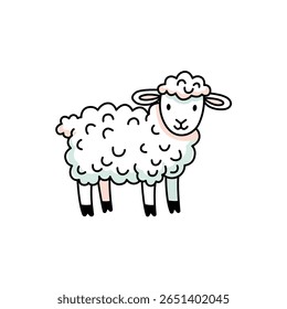 This adorable cartoon sheep features fluffy wool and a cheerful expression, perfect for children's illustrations or playful designs. Ideal for unique art projects.
