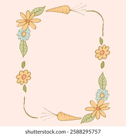 This adorable frame features hand-drawn flowers and carrots perfect for adding an Easter or springtime message.
