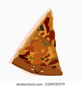 This adorable illustration features a cute pizza character with a smiling face.