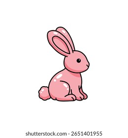 This adorable illustration features a cute pink bunny with big ears, sitting playfully. Perfect for children’s themes, invitations, or any playful design project.